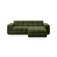 ECKSOFA rechts Kendal aus Samt armeegrün 4 Sitzplätze - Olivgrün, Textil (173/256cm) - Micadoni