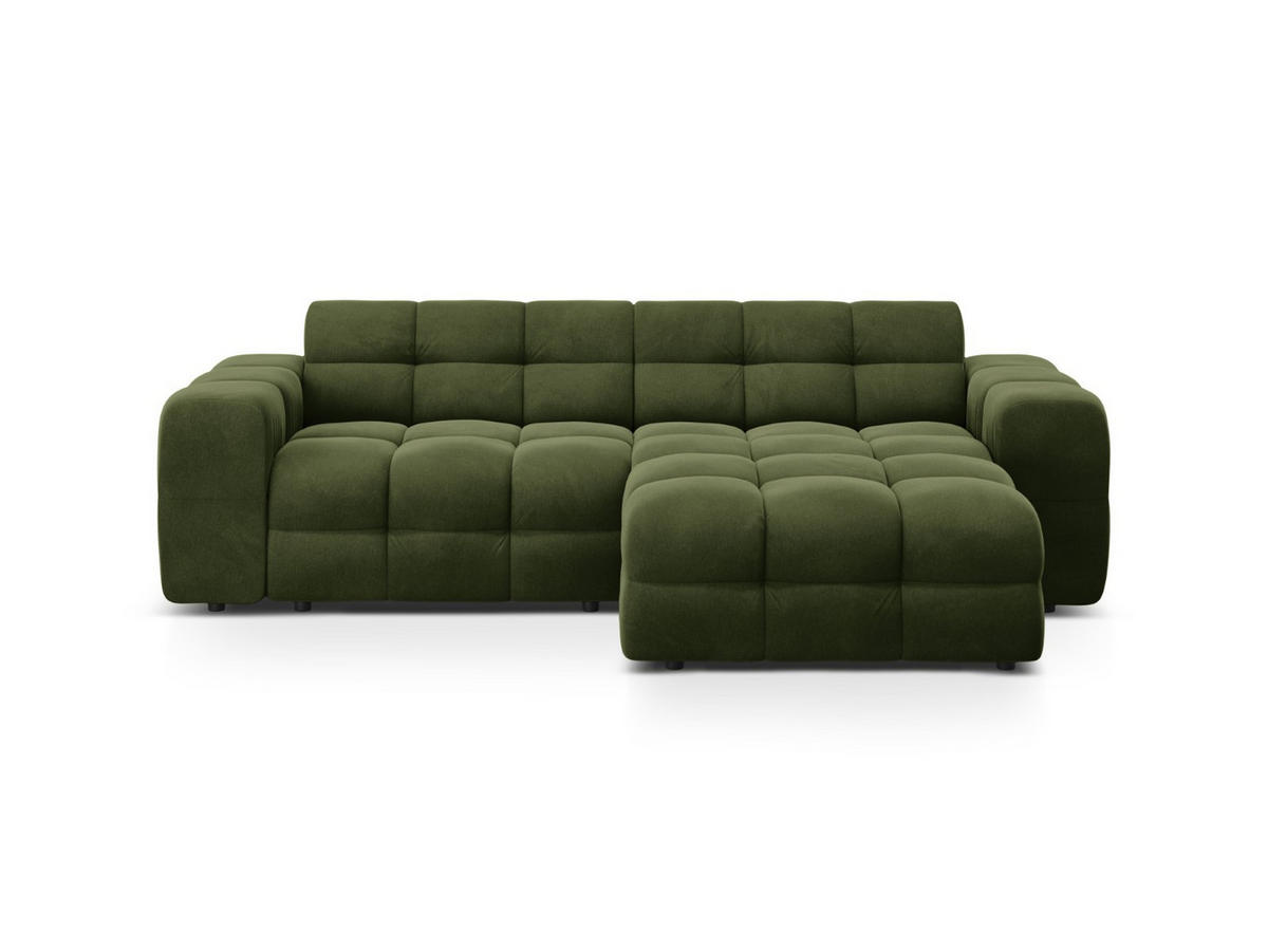 ECKSOFA rechts Kendal aus Samt armeegrün 4 Sitzplätze - Olivgrün, Textil (173/256cm) - Micadoni