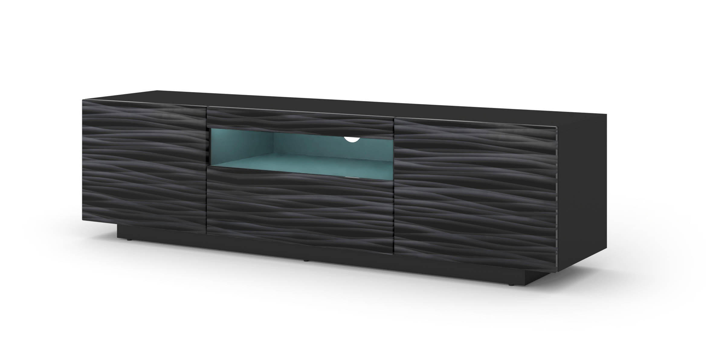 TV LOWBOARD Schwarz Hochglanz 150/42/37 - Schwarz Hochglanz, Holzwerkstoff (150/42/37cm) - RAUMHIRSCH FURNITURE