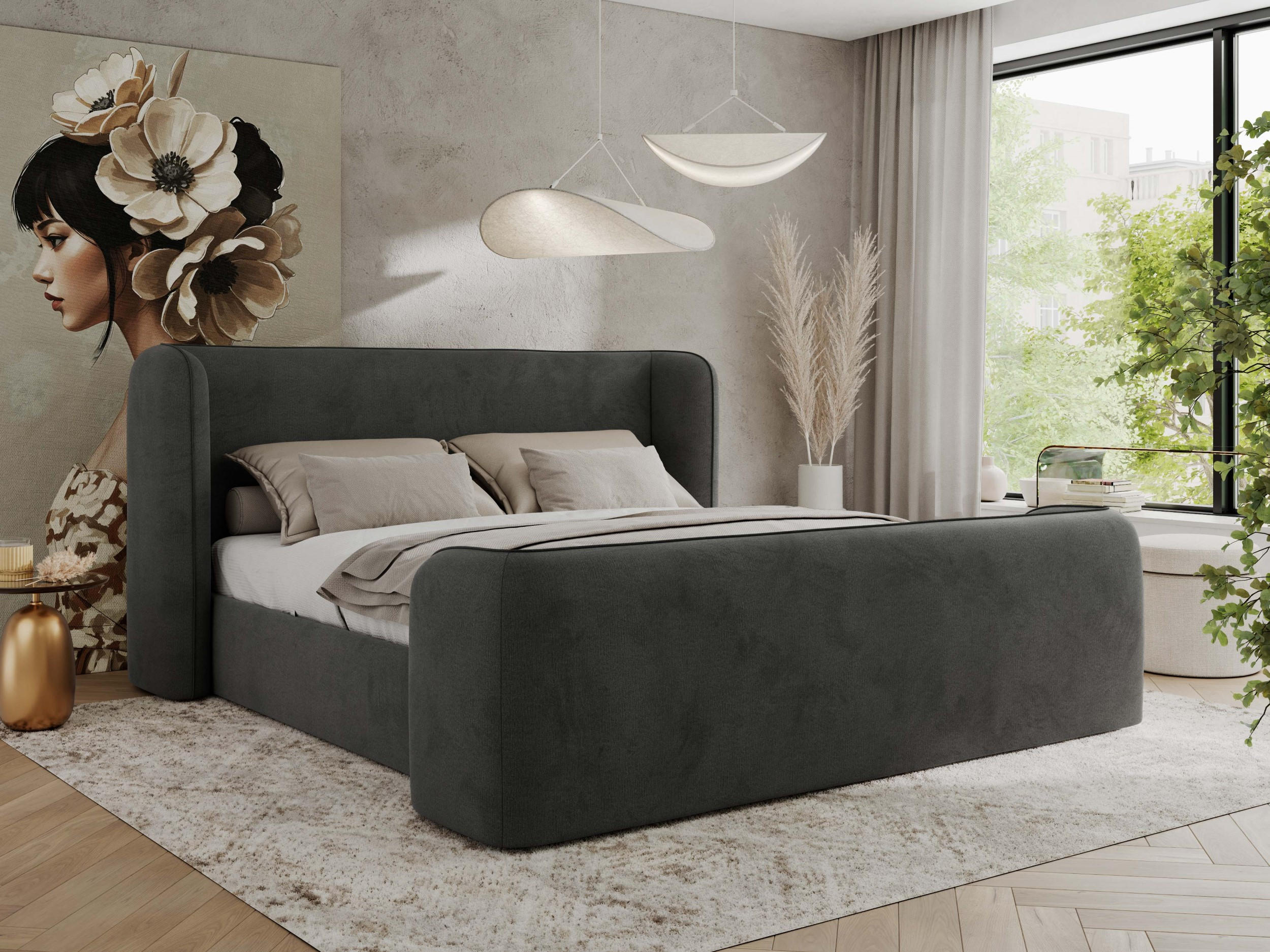 POLSTERBETT EMORA CLASSIC DUO 140/200 - Dunkelgrau Velvet - Multipocket-Matratze - Dunkelgrau, Textil (140/200cm) - MKS