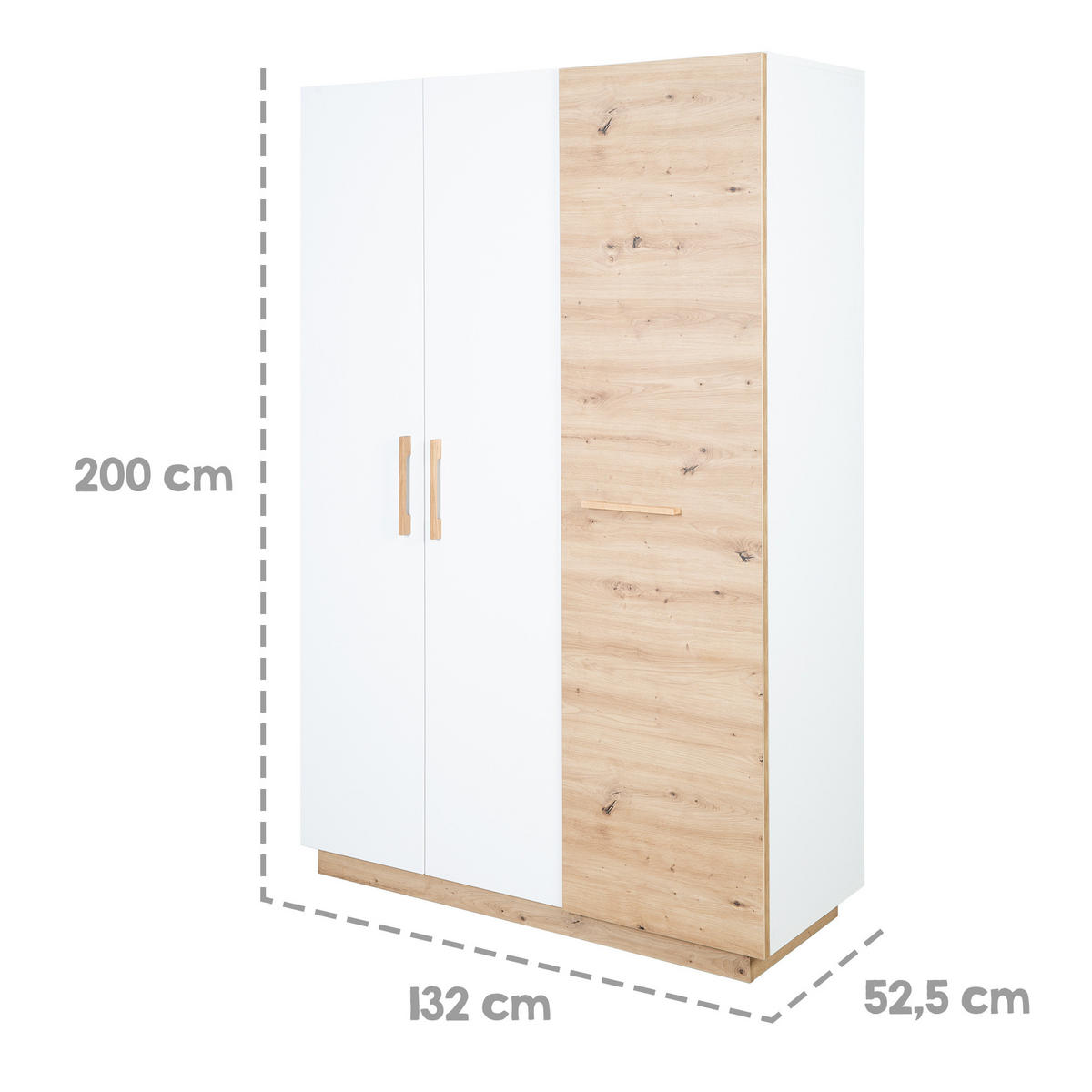KLEIDERSCHRANK Lion - Weiß, Holz/Holzwerkstoff (132/200/52.5cm) - Roba