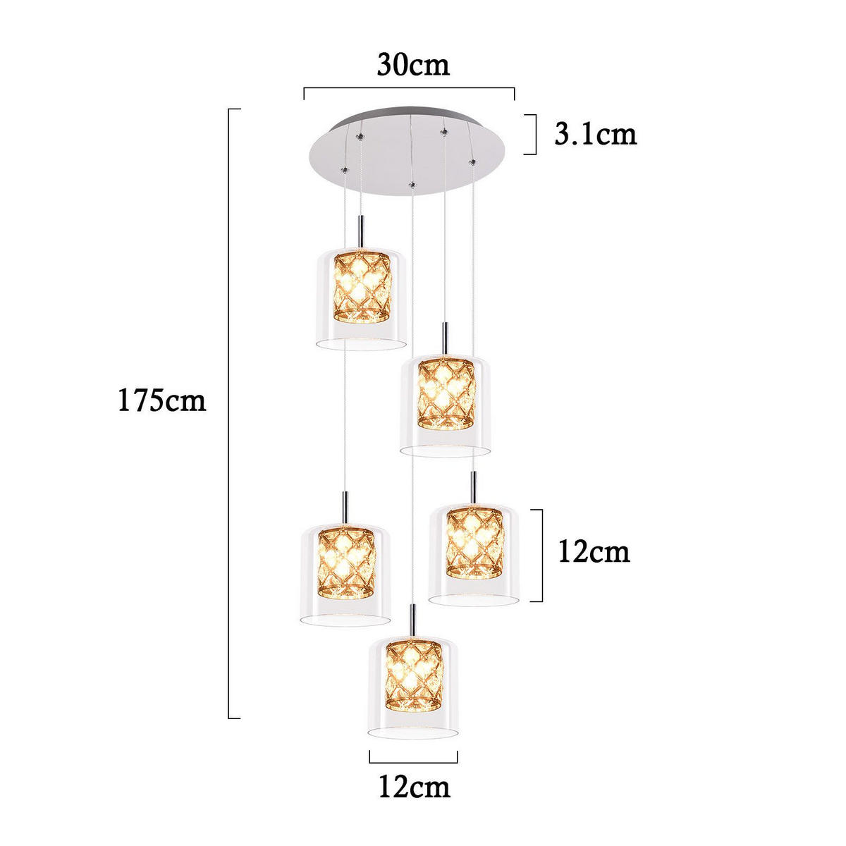 HÄNGELEUCHTE Markham 30/30/175 cm - Silberfarben, Metall (30/30/175cm) - Nettlife