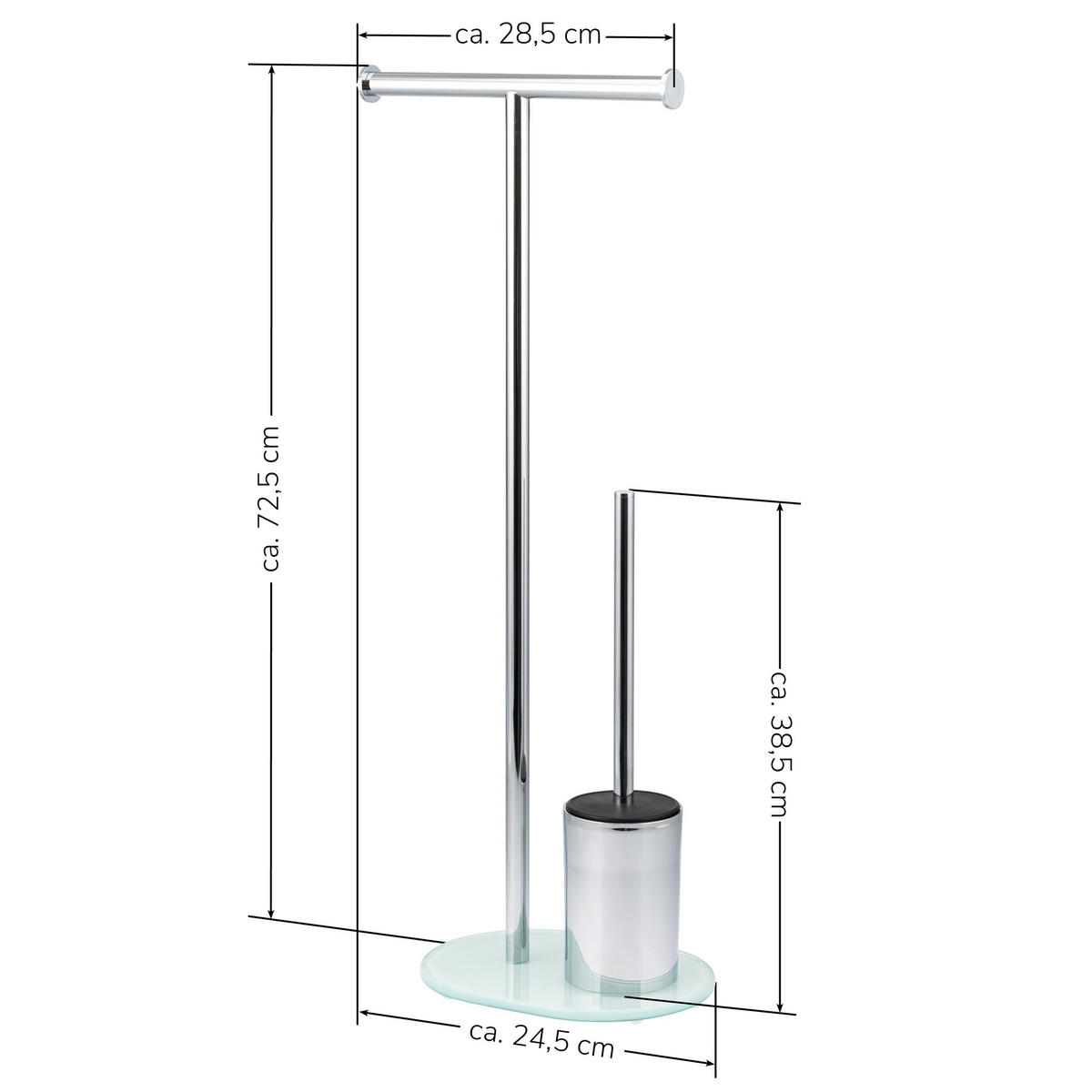 STAND-WC-GARNITUR, weiß, Edelstahl - Weiß, Metall (28.5/72.5/12cm) - bremermann