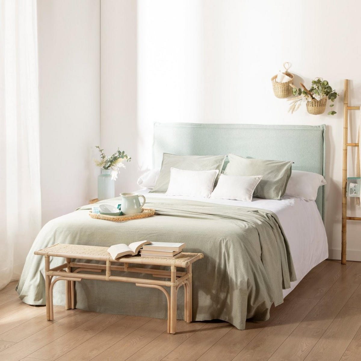 KOPFTEIL DOPPELTES Louise Grün 170 cm x 105 cm - Grün, Textil (170/6cm) - Klast Home