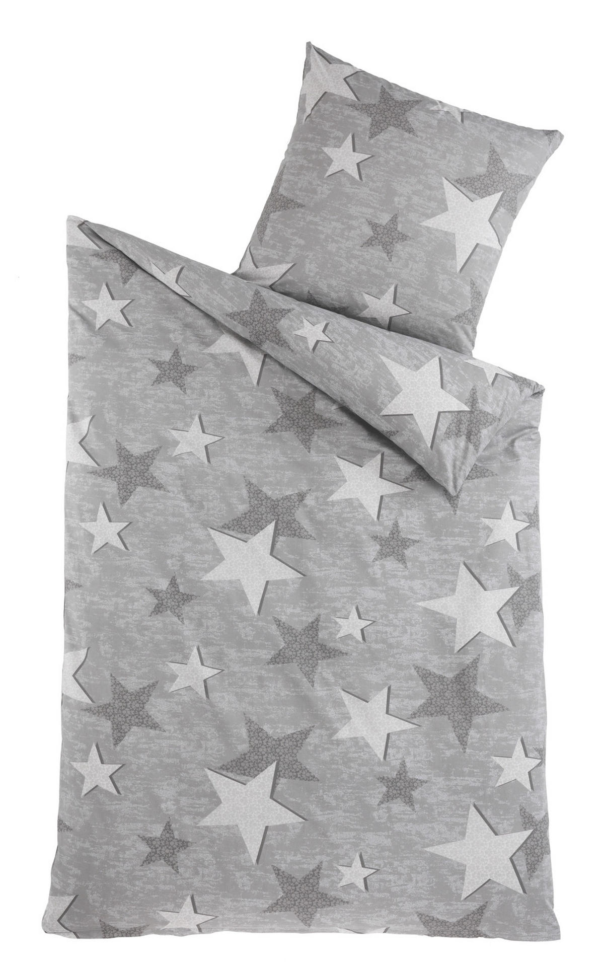 BETTWÄSCHE 135x200 Renforce Baumwolle Bettbezug Grau Sterne - Grau, Textil (135/200cm) - Carpe Sonno