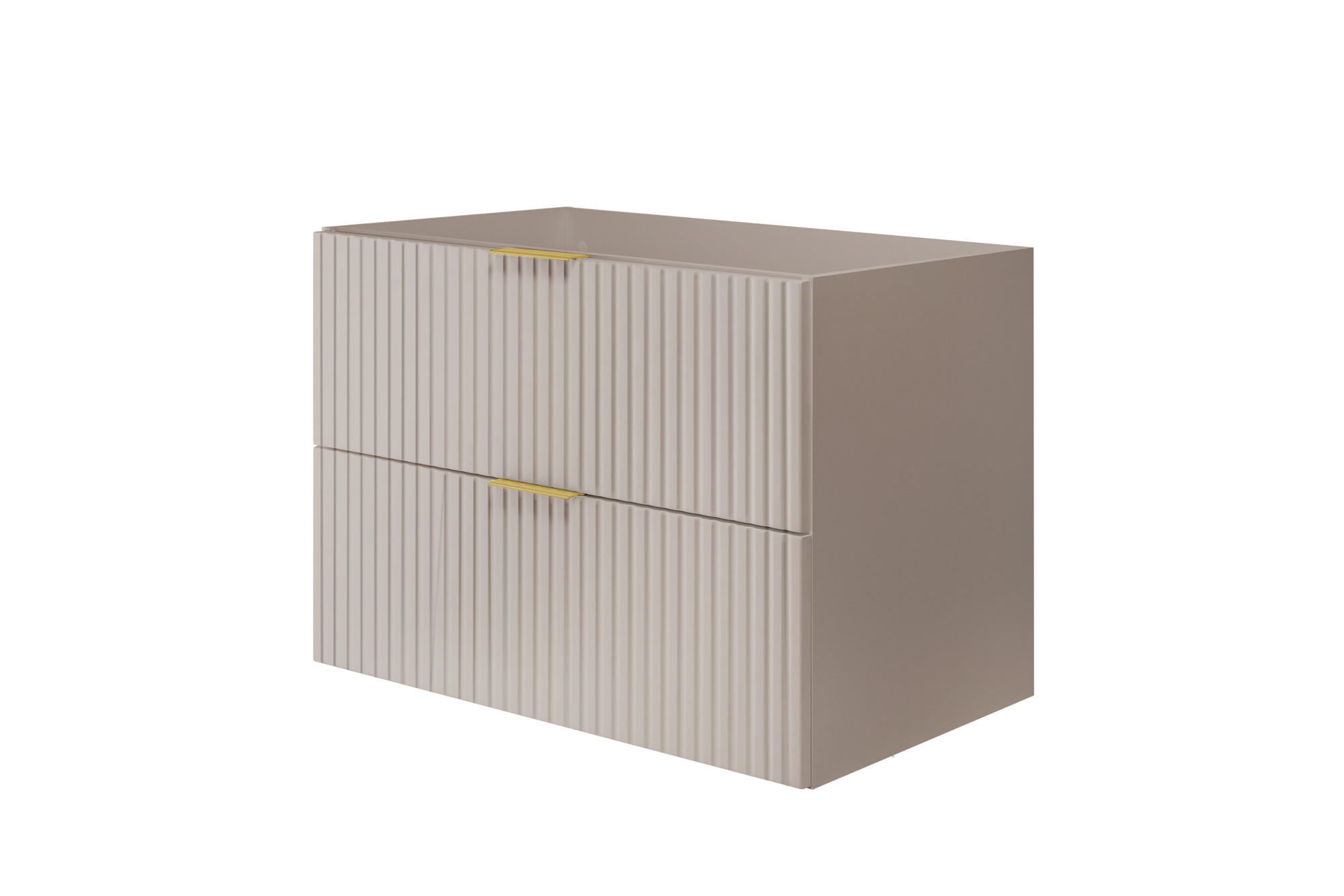 WASCHBECKUNTERSCHRANK, Kaschmir, 80 x 57 x 46 cm, Griff Gold, ohne Arbeitsplatte - Beige/Goldfarben, Holzwerkstoff (80/57/46cm) - 3XE LIVING
