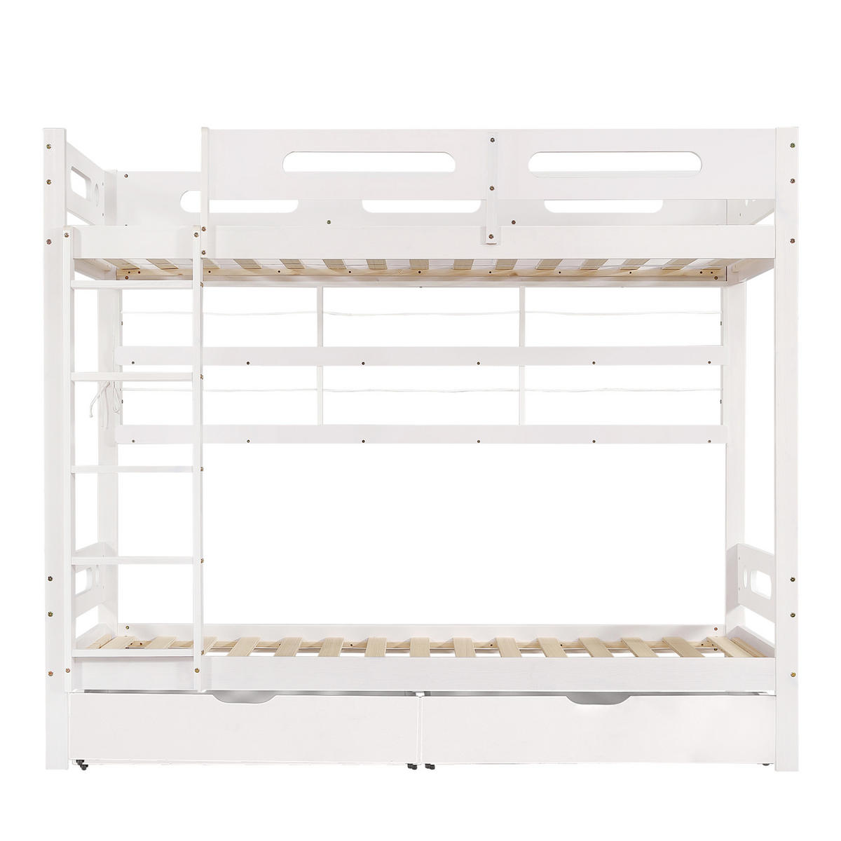 ETAGENBETT 90x200 cm Schubladen Regal weiß - Weiß, Holz (90/200cm) - LEBENLANG