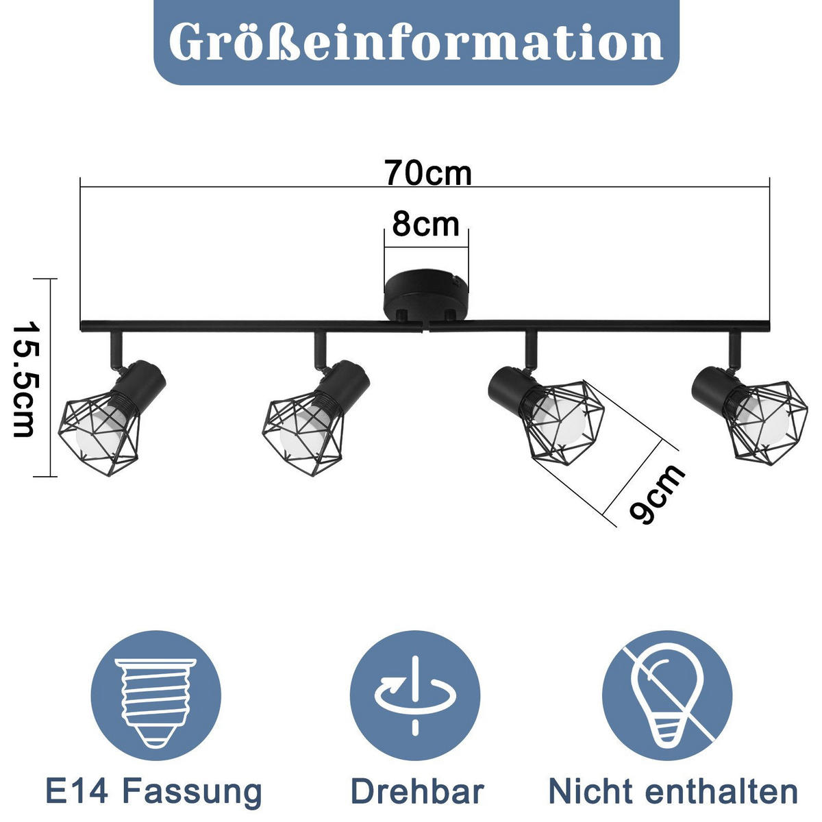 STRAHLER Flagler 71/20/9.5 cm - Schwarz, Metall (71/20/9.5cm) - Nettlife