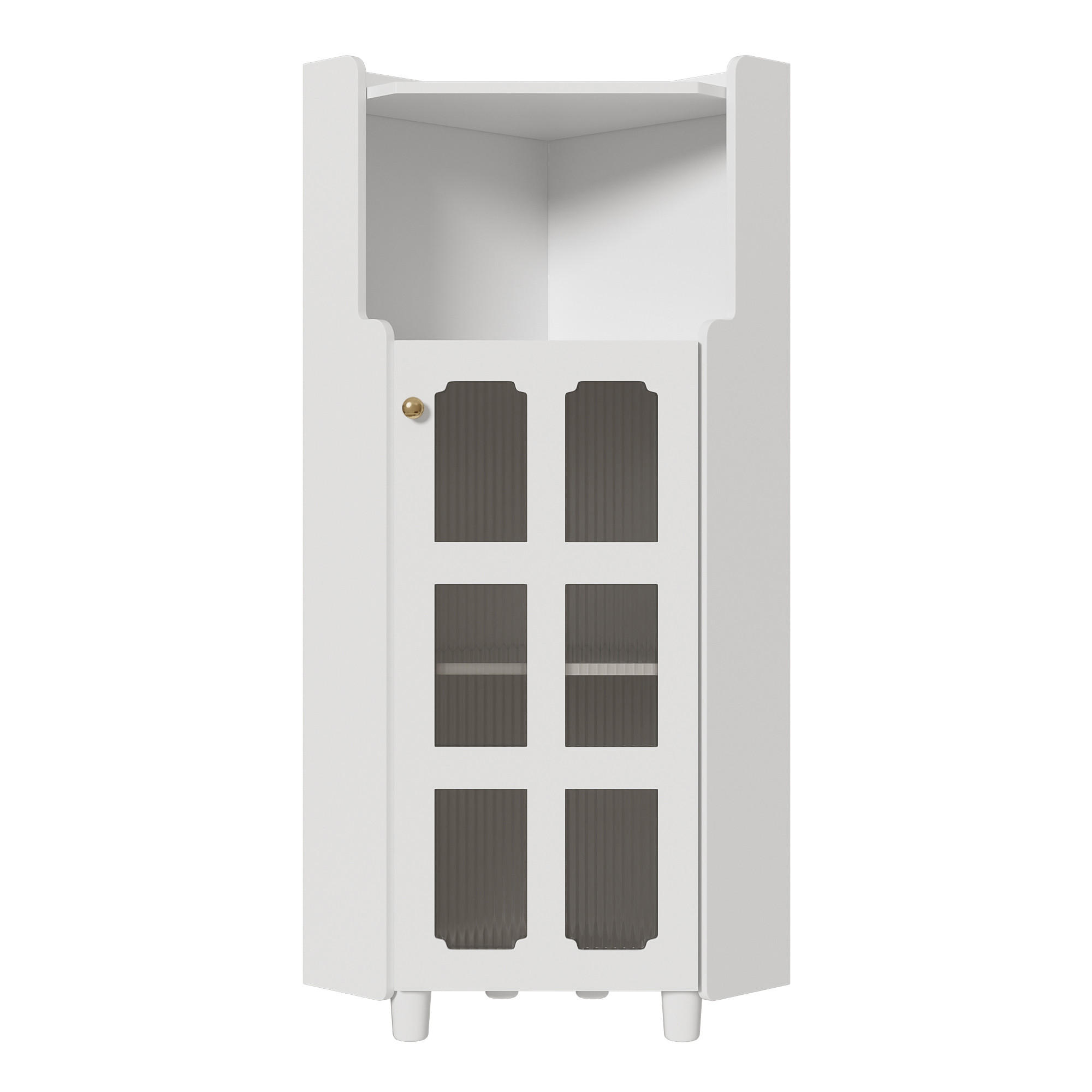 Urban Meuble ROHOVÁ SKŘÍŇ lakovaná bílá, prosklená vitrína, Smart LED