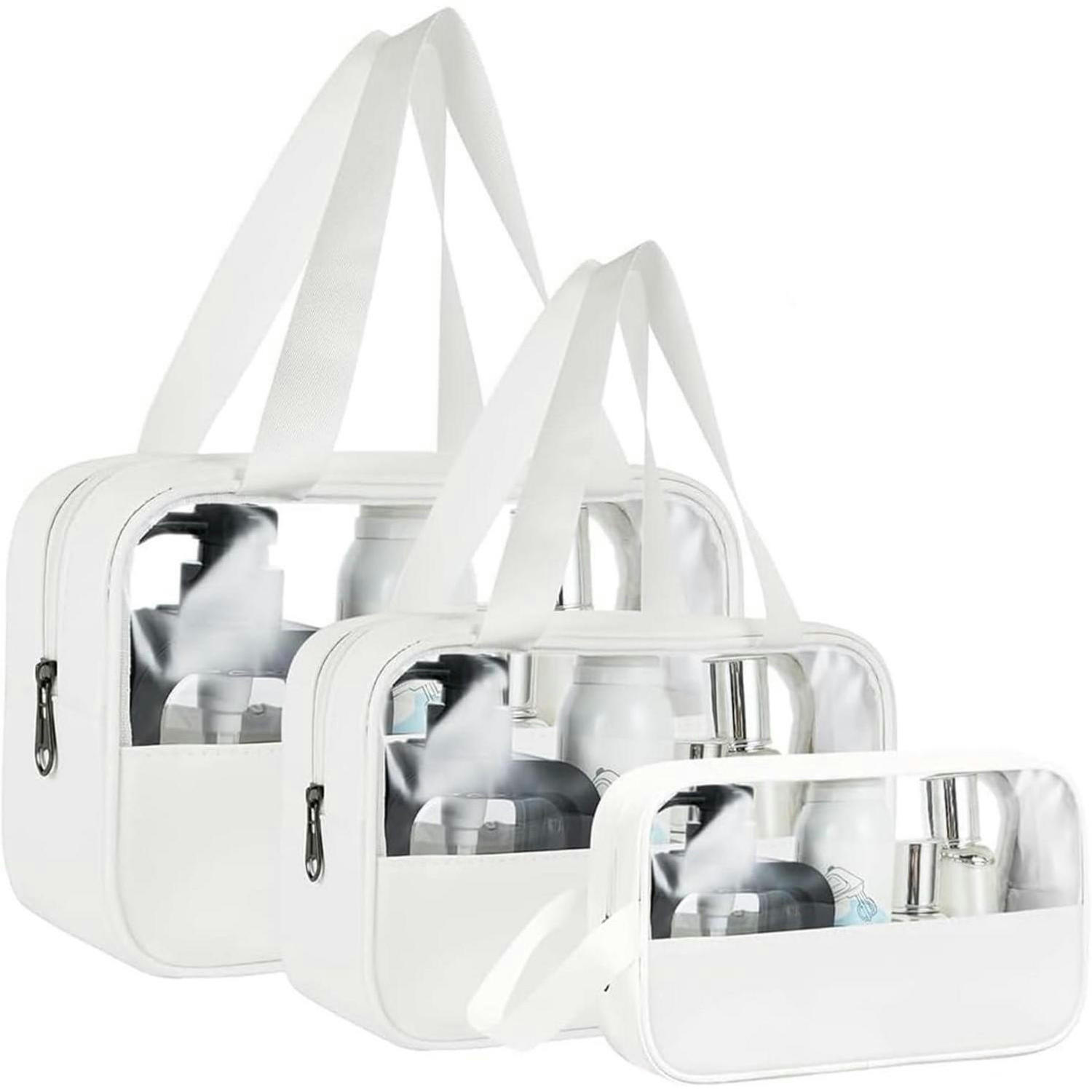 KULTURBEUTEL 3-teiliges Set Transparent Weiß - Weiß, Kunststoff (22.5/3.8/32cm)