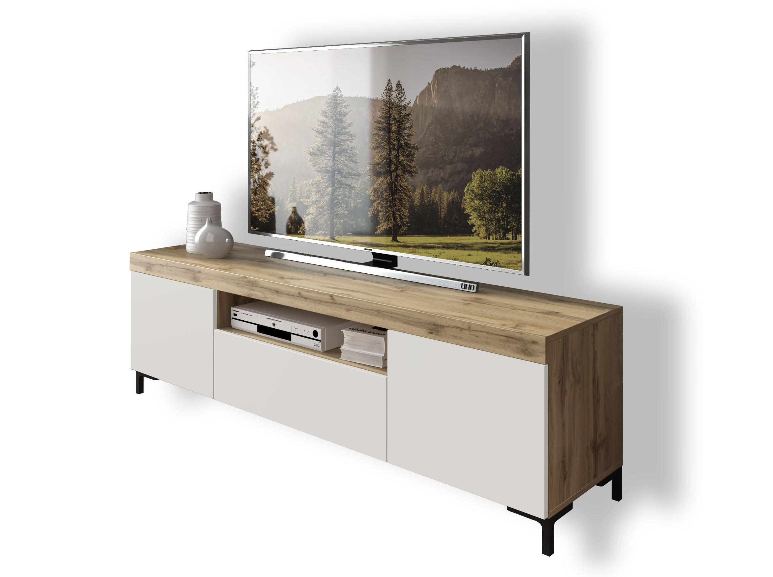 TV-SCHRANK YOSHI II 170/42/52 cm Wotan Eiche / Weiß - Naturfarben, Holzwerkstoff/Kunststoff (170/52/42cm) - Lookway