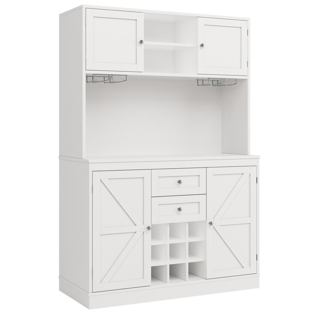 BUFFET 120/40/188 cm aus MDF und Metall mit verstellbaren Einlegeböden und Weinregal Weiß - Weiß, Holzwerkstoff (106/179.5/40cm) - Modenvie