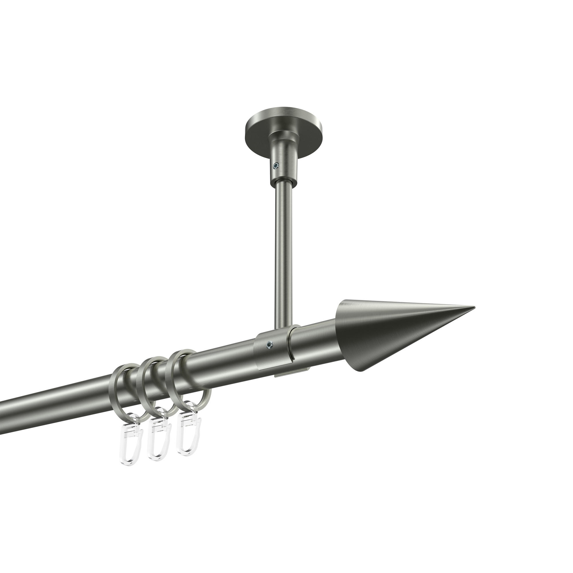 GARDINENSTANGEN-SET Sonette Savio 100 cm, 1-läufig, 20 mm Ø Edelstahl-Optik - Edelstahlfarben, Metall (100cm) - INTERDECO