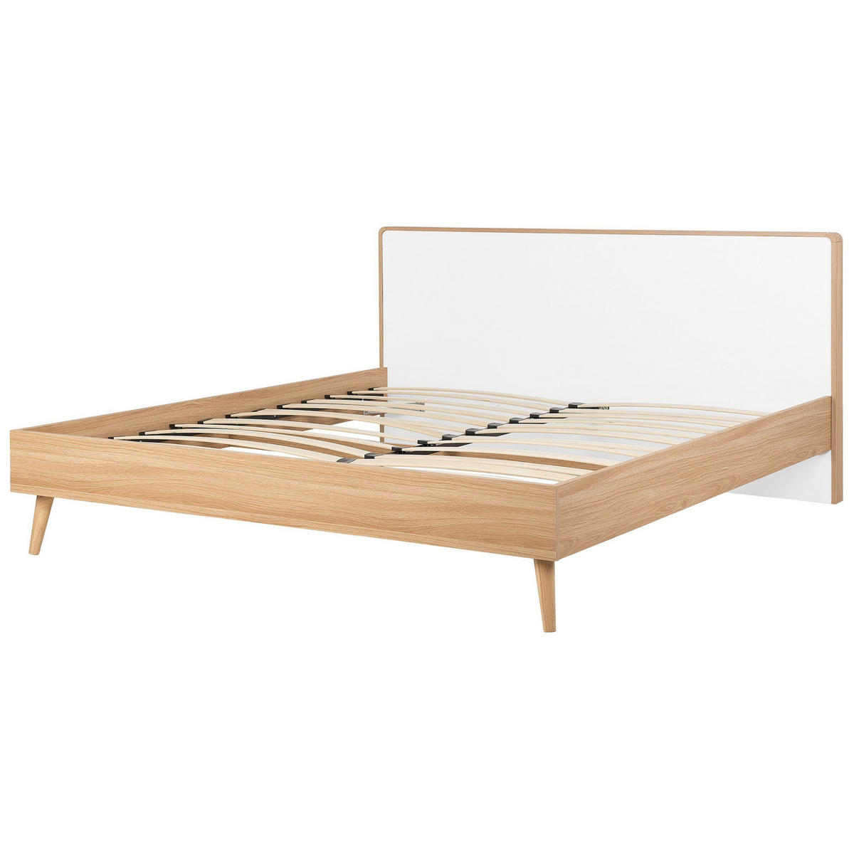 BETT mit LED 180x200 cm Heller Holzfarbton Serris - Hellbraun, Holzwerkstoff (180/200cm) - Beliani
