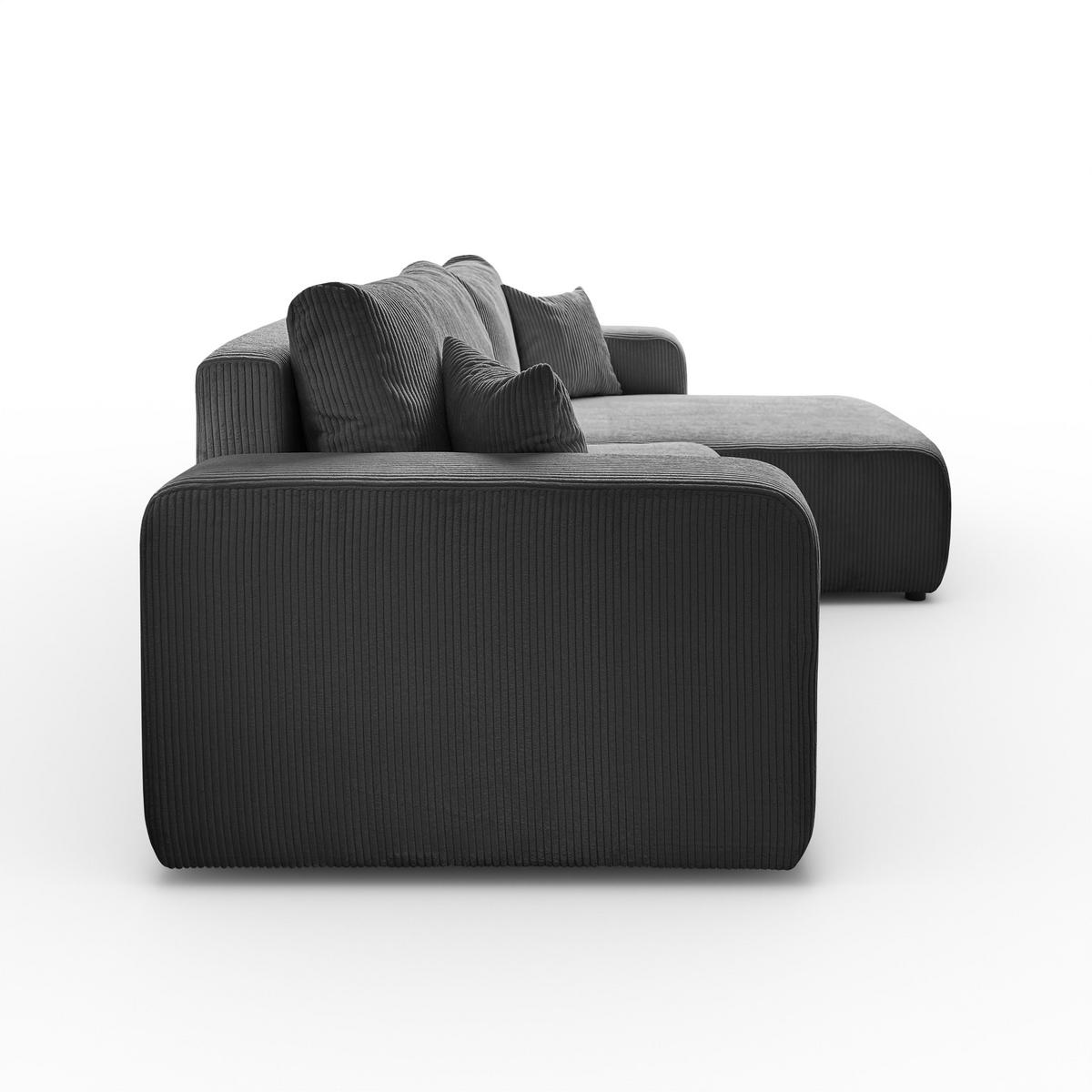 ECKSOFA Sofia in L-Form 277 x 143 cm Schlaffunktion Bettkasten Couch Cord universale Seite, dunkelgrau - Dunkelgrau, Kunststoff (143/83/277cm) - Margaret Hadas24