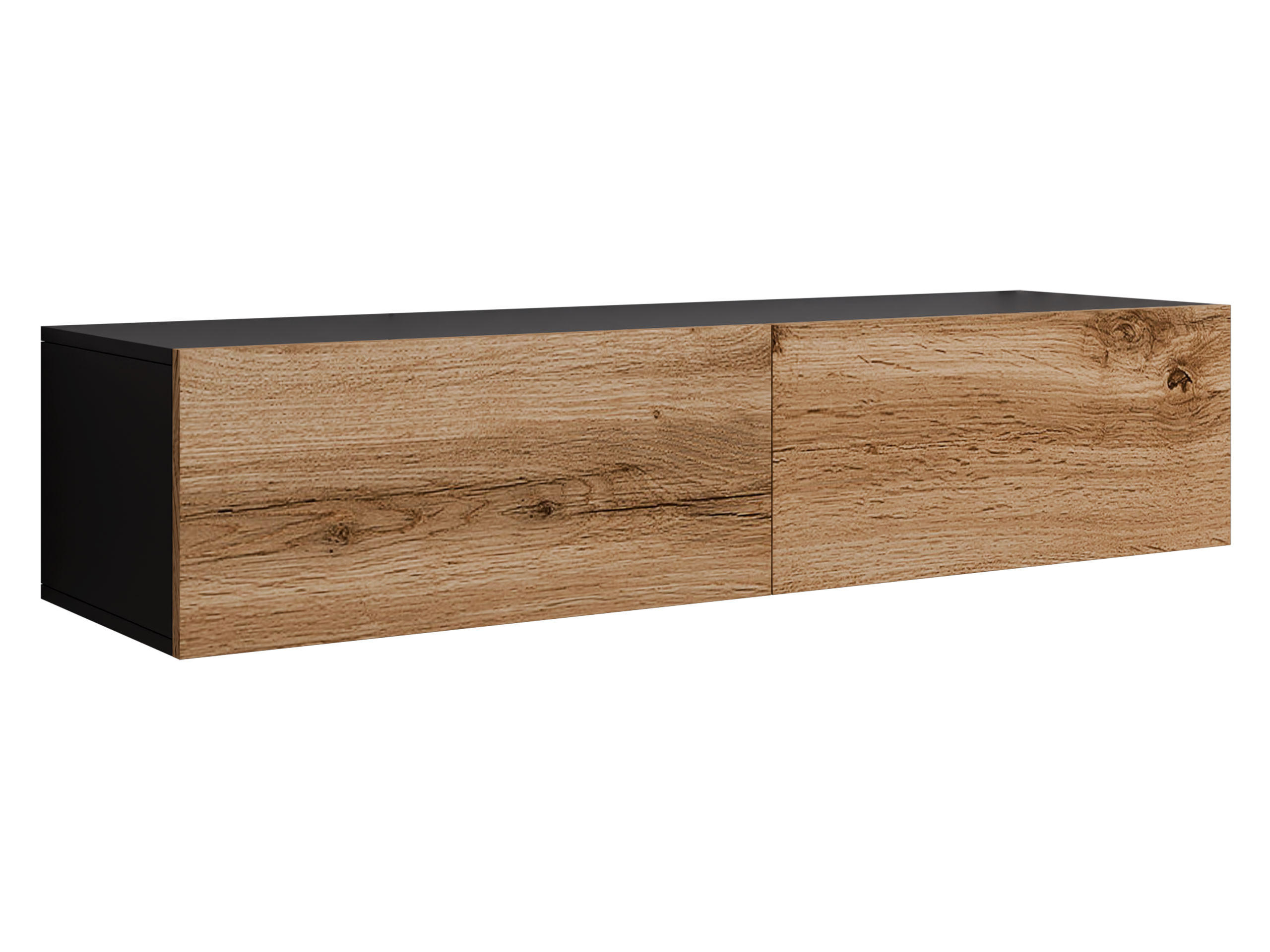 TV-LOWBOARD Vigo 140 - Eiche Wotan/Schwarz, Holzwerkstoff (140/30/40cm) - MIRJAN24