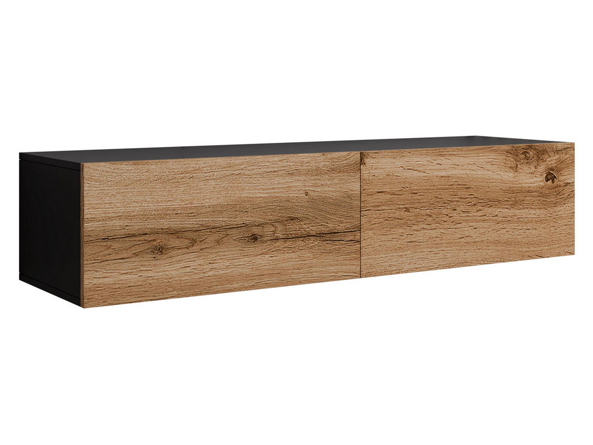TV-LOWBOARD Vigo 140 - Eiche Wotan/Schwarz, Holzwerkstoff (140/30/40cm) - MIRJAN24