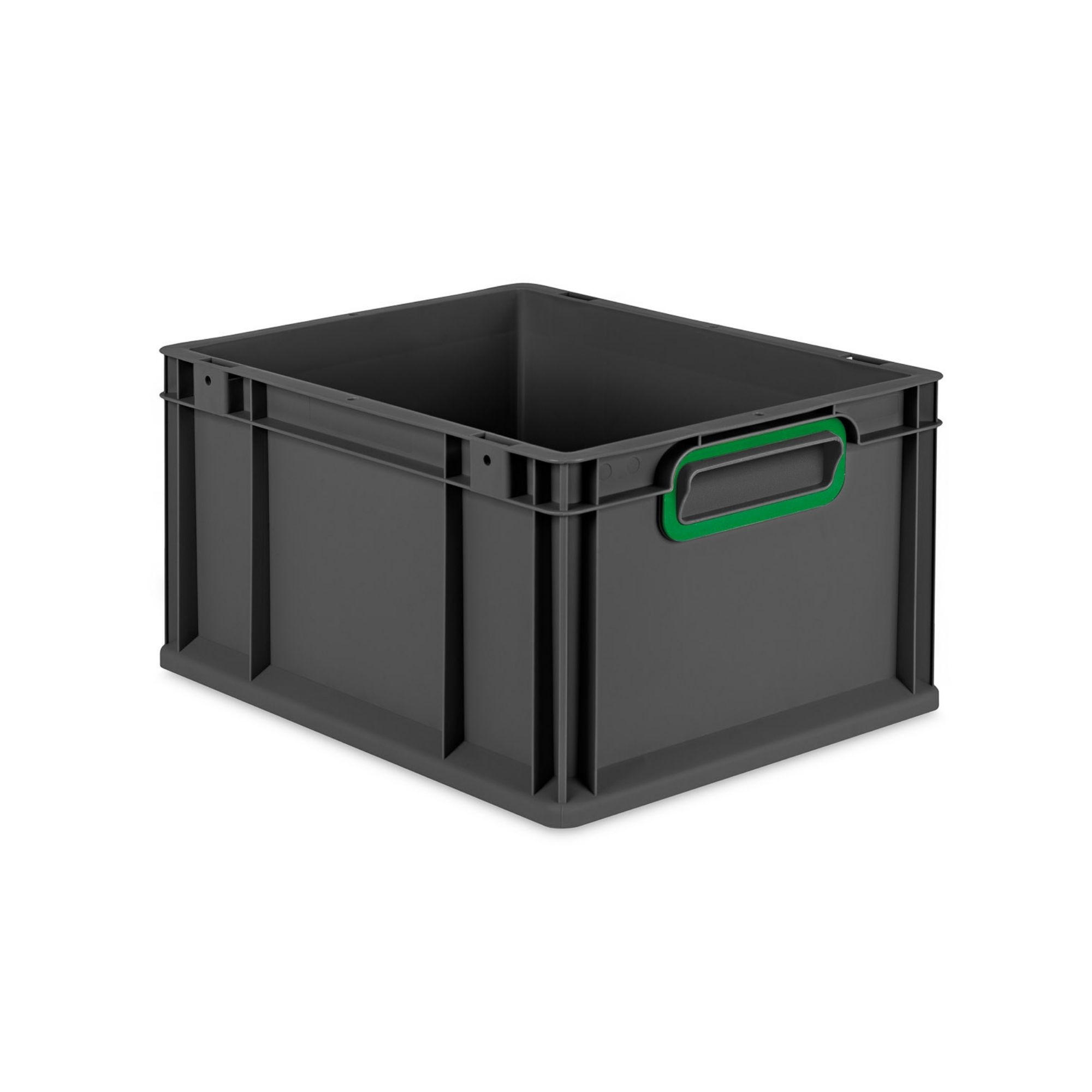 EUROBOX NextGen Color 22x30x40 cm 20 Liter Griffe grün zu, Schwarz - Schwarz/Grün, Kunststoff (30/22/40cm) - PROREGAL