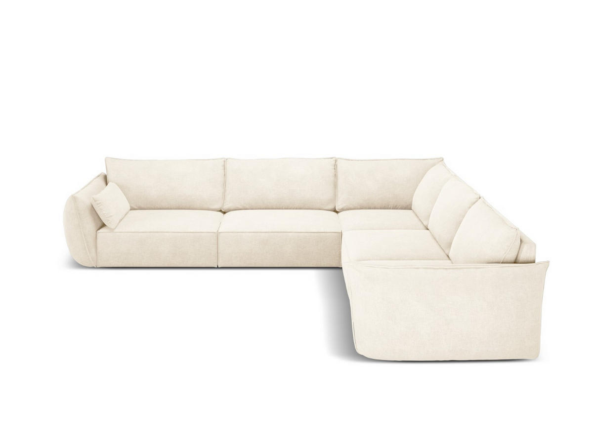 WENDBARES-ECKSOFA Kaelle aus Chenille-Stoff leichtes beige 7 Sitzplätze - Creme, Textil (286/286cm) - Micadoni
