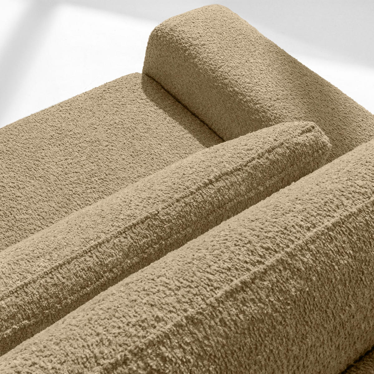 3-SITZER SCHLAFSOFA MOLLIS, Bouclé, Dunkelbeige - Hellbraun, Holz/Holzwerkstoff (250/93/108cm) - KONSIMO®