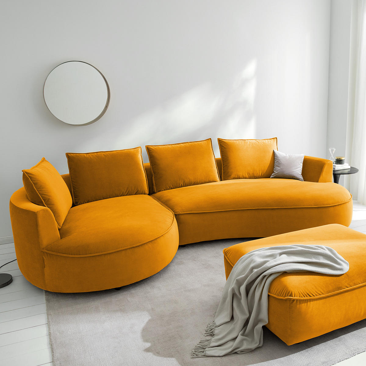 BIGSOFA - Gelb/Orange, Naturmaterialien/Kunststoff (322/82/154cm) - home24