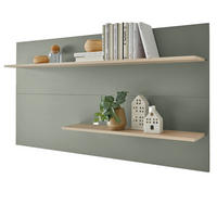 WANDPANEEL Salbei grün, Barista Eiche 155 x 80 cm, Wandregal mit 2 Ablagebödem - Salbeigrün/Eichefarben, Holzwerkstoff/Metall (155/80/20cm) - Furn.Design