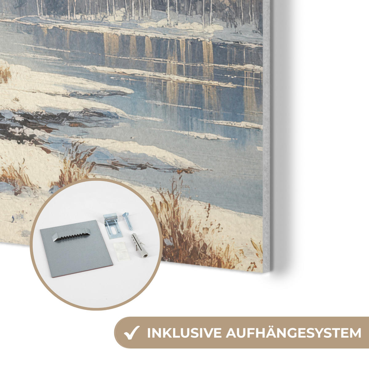 AKUSTIKPANEEL Winter - Schnee - Zuhause - Natur 100x70 cm - Hellbraun, Textil (100/0.9/70cm) - MuchoWow