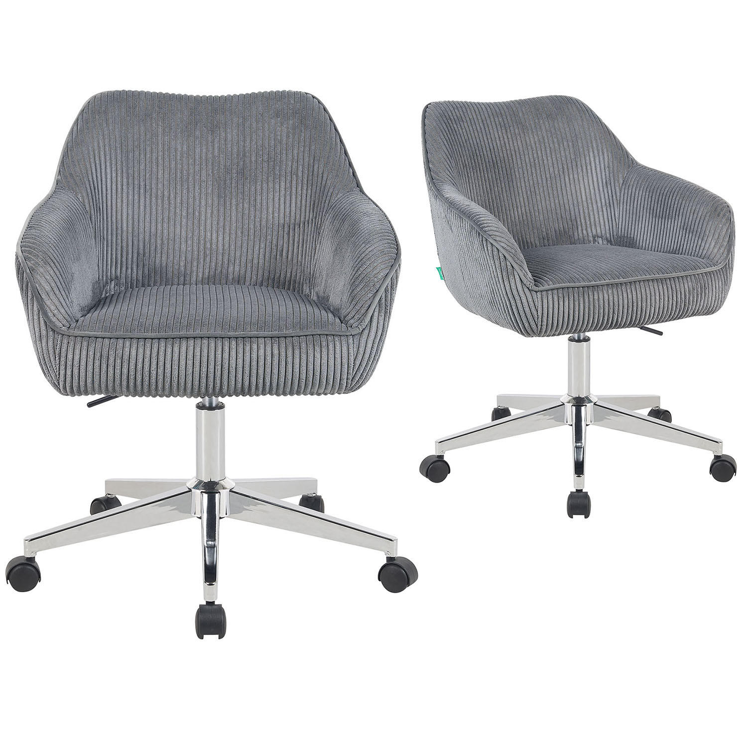 BÜROSTUHL Mika-Noel 2er-Set - Chromfarben/Grau, Textil/Metall (60/79/61cm) - DUBI Möbel