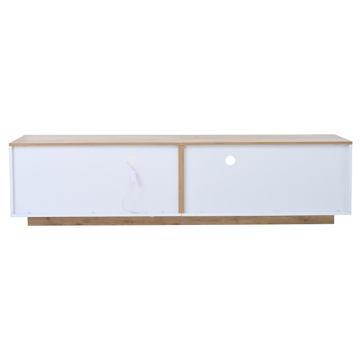 LOWBOARD 180/40/46 cm aus Spanplatte mit LED-Beleuchtung und Hochglanzfront Weiß (Holzoptik) - Weiß, Holzwerkstoff (180/46/40cm) - Modenvie