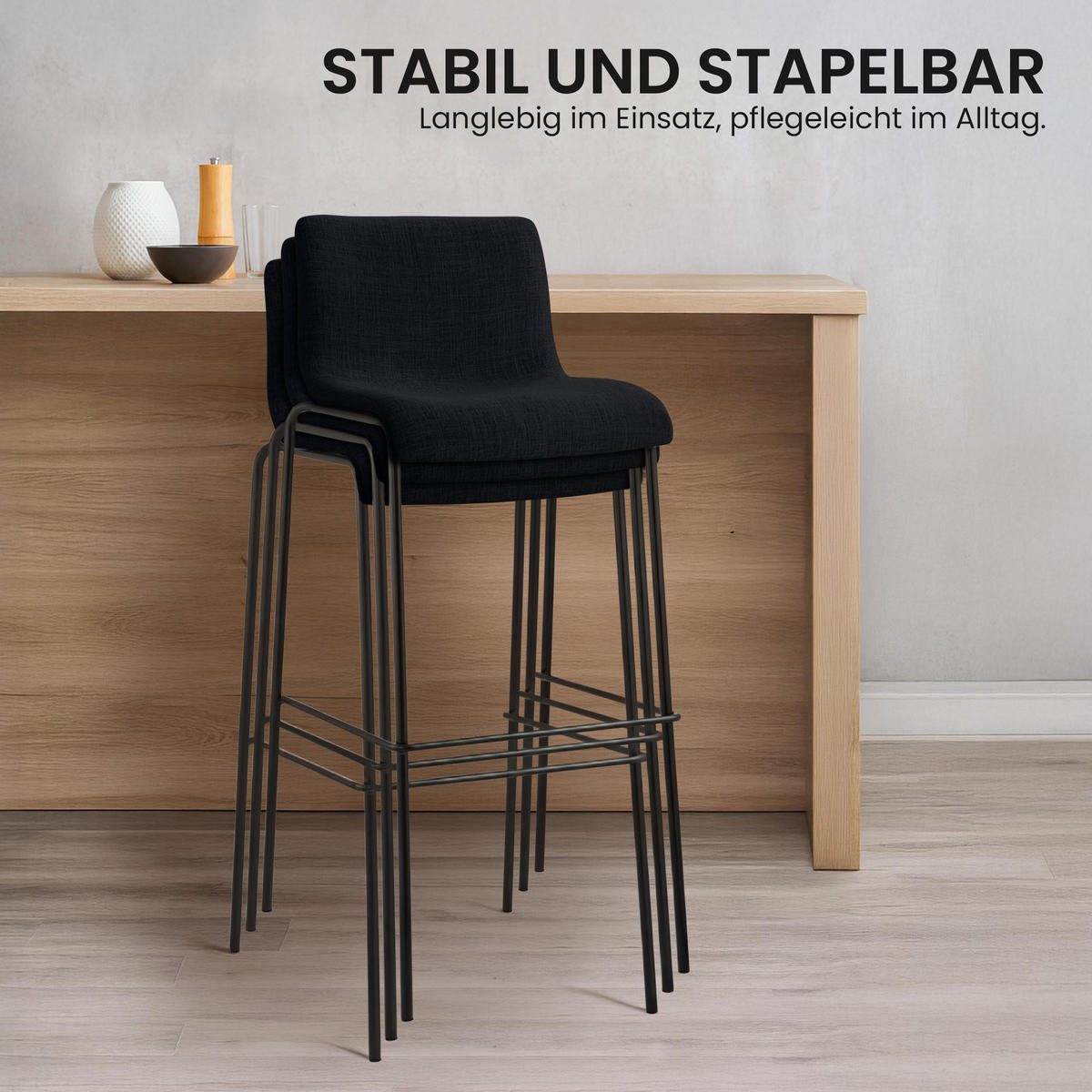 BARHOCKER Stoff Schwarz - Schwarz, Textil/Metall (43/100/48cm) - CLP