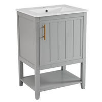 BADEZIMMERSCHRANK 61x47x87cm in Grau, wasserdicht & rutschfest - Grau, Holzwerkstoff (61/87/47cm) - Modfu