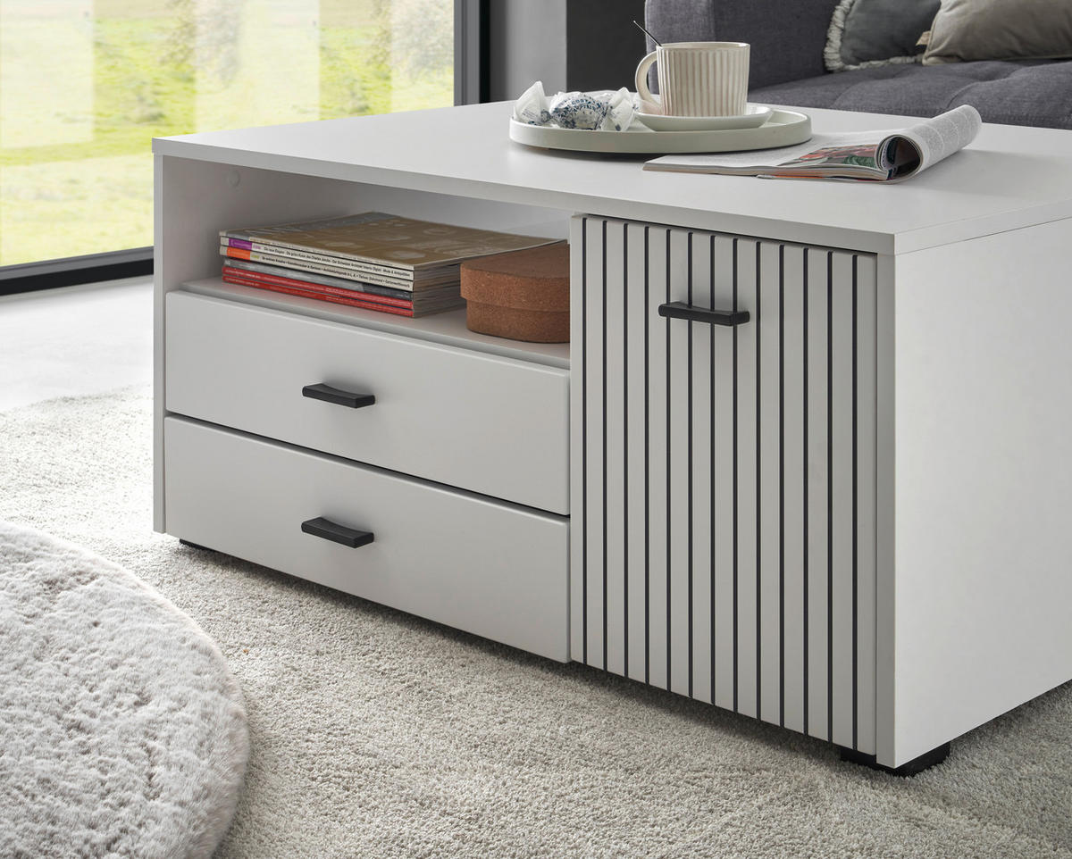 COUCHTISCH M17 Weiß Matt & Schwarz 90/43/70 cm - Weiß, Holzwerkstoff (70/90/43cm) - Livojo