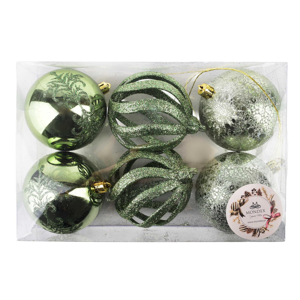WEIHNACHTSKUGEL-SET Santa Lila 6-tlg 8cm - Grün, Kunststoff (9/25/18cm) - Mondex
