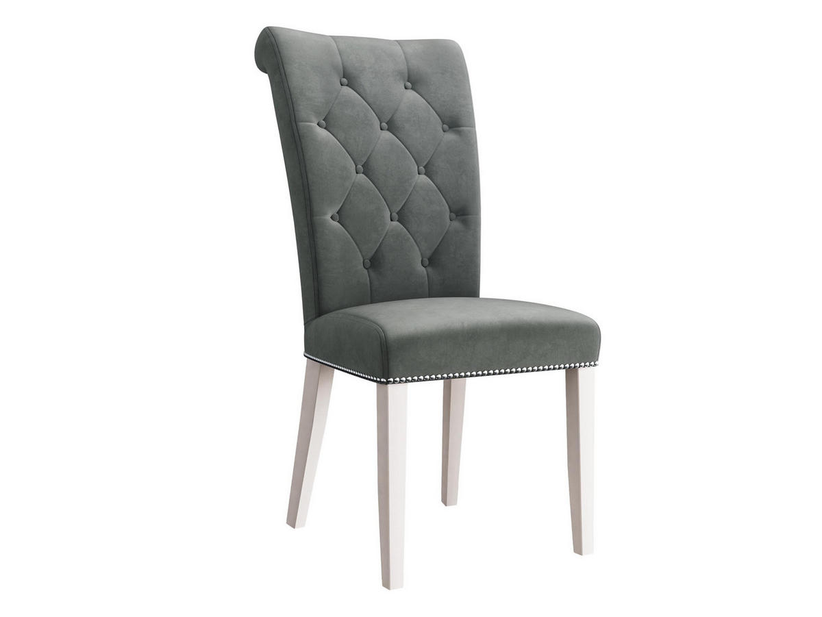POLSTERSTUHL Christina, Holzfarbe: Weiß - Dunkelgrau/Weiß, Holz/Textil (47/103/68cm) - MIRJAN24