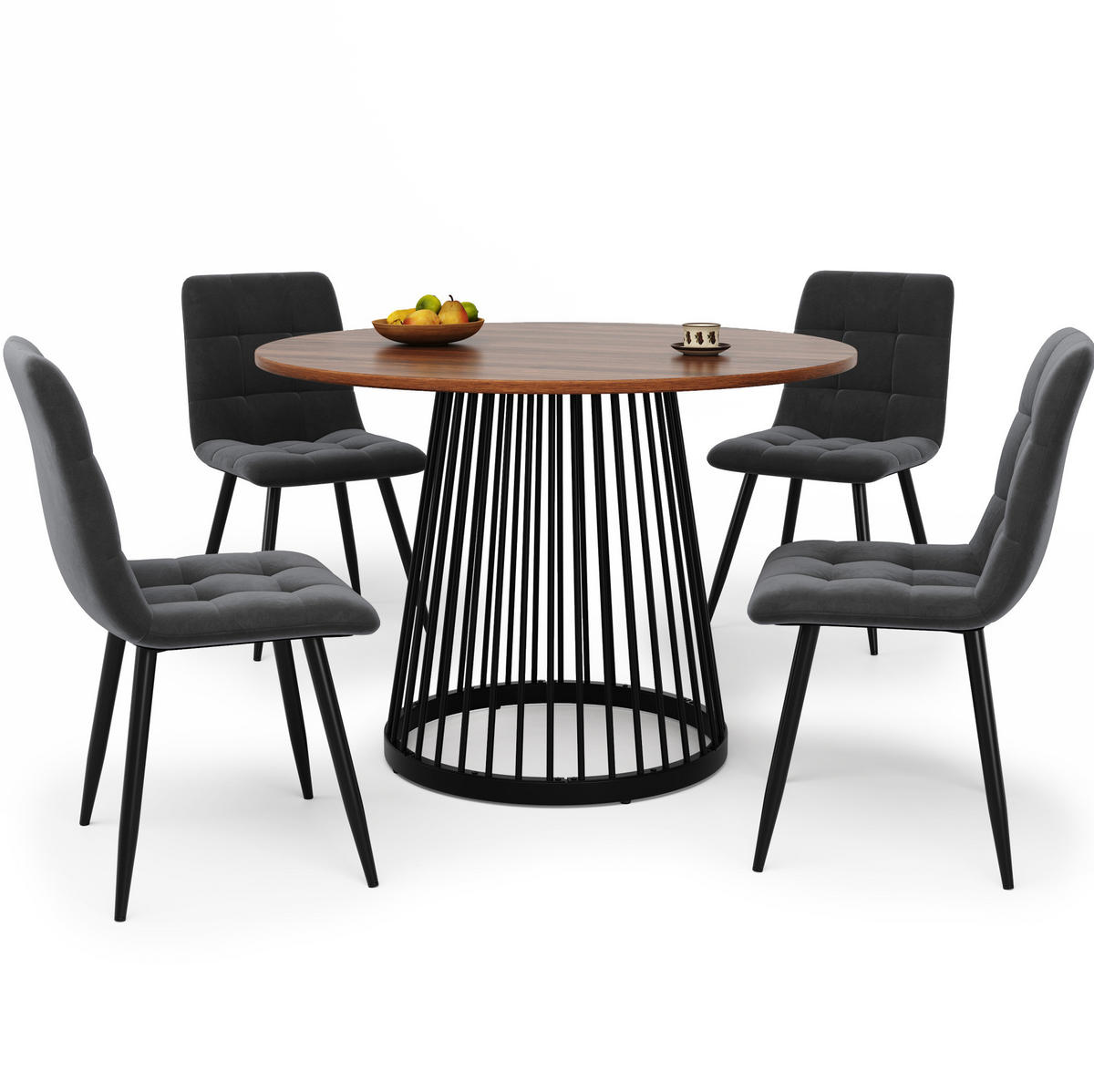 ESSTISCH 80/80/76 cm in Walnussfarben/Schwarz mit Metallgestell - Braun, Holzwerkstoff (80/80/76cm) - Flora Grace