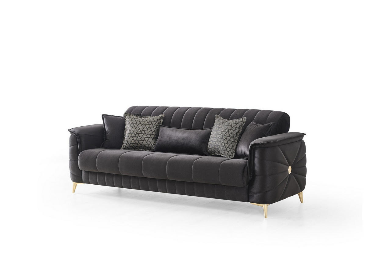SITZGARNITUR Osorno, Schwarz Stellvariante 3+2 - Schwarz, Holzwerkstoff/Kunststoff (240/80/100cm)