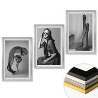 WANDBILDER 3er Set - 40x60 cm Silberner Rahmen - Schwarz-Weiß-Porträts von Frauen - Silberfarben, Kunststoff (40/60cm) - ArtPrintCave