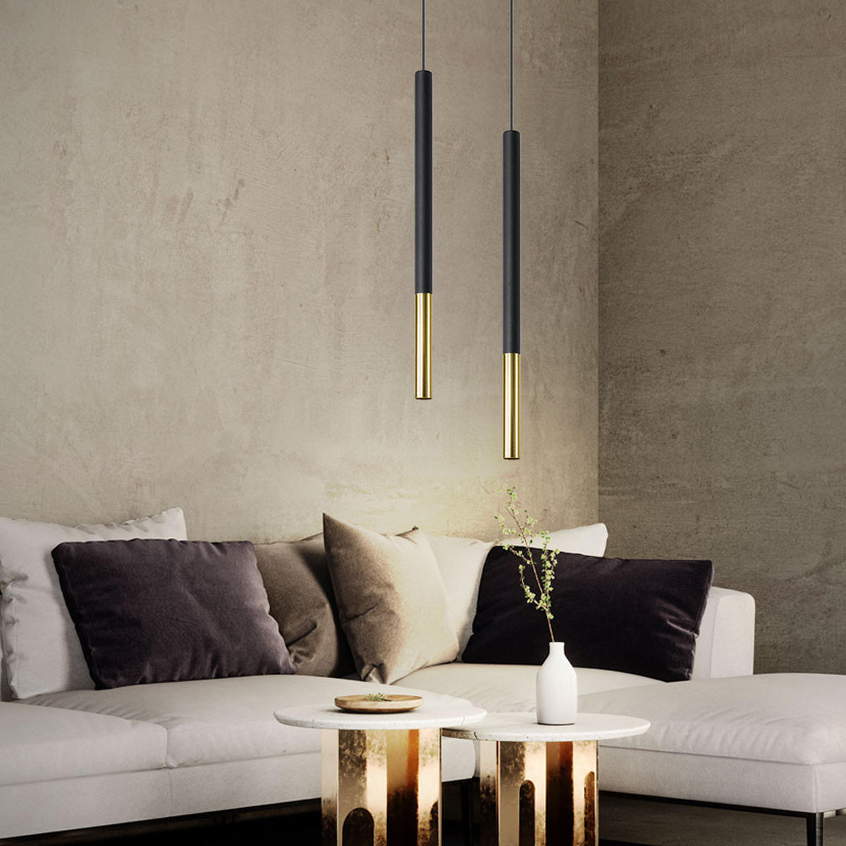 LED HÄNGELEUCHTE Stahl Schwarz-Gold - Schwarz, Metall (8/8/110cm)