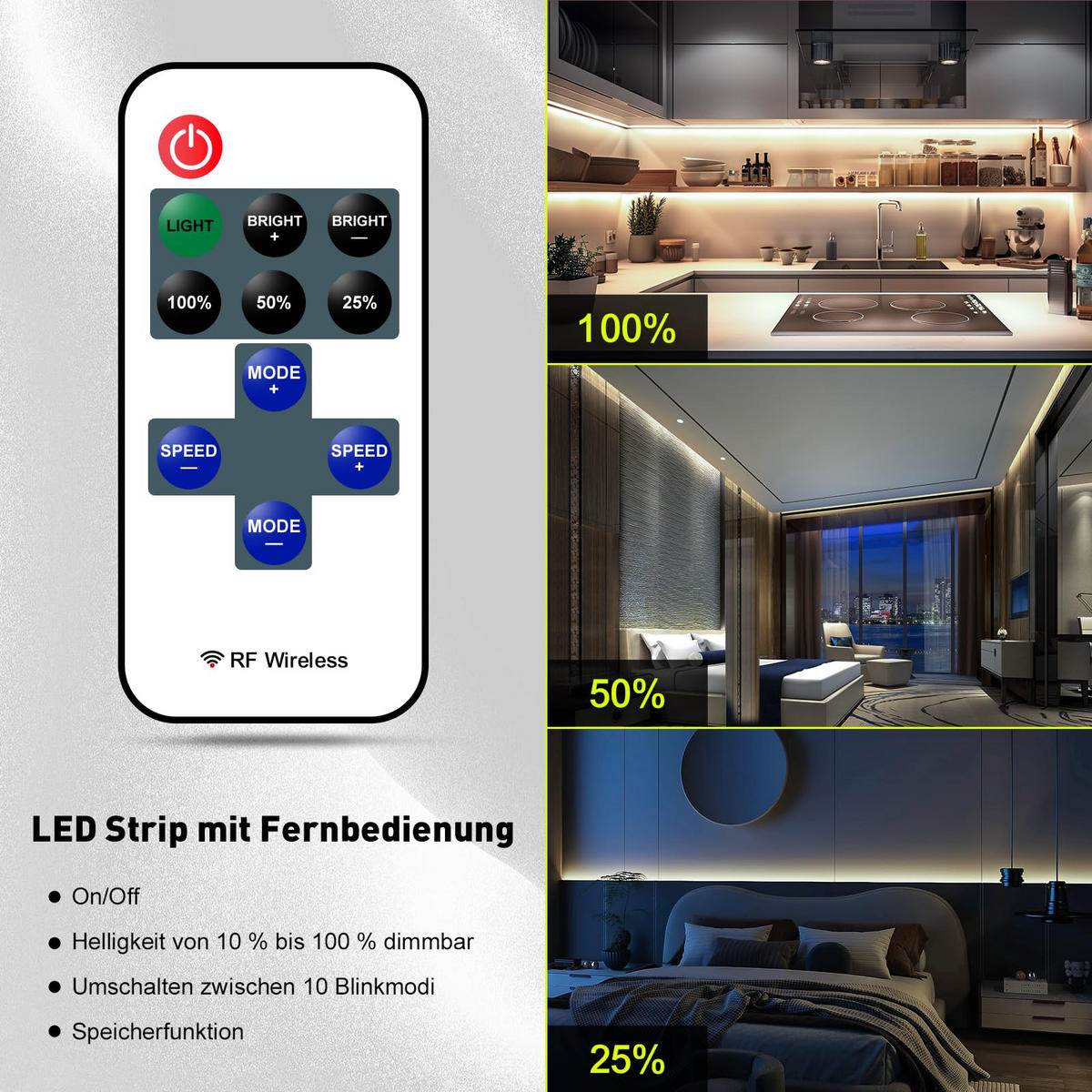 LED Streifen SL1011 COB 5 M 2er-Set - Grau, Kunststoff (500/2/1cm) - LOVHAUS