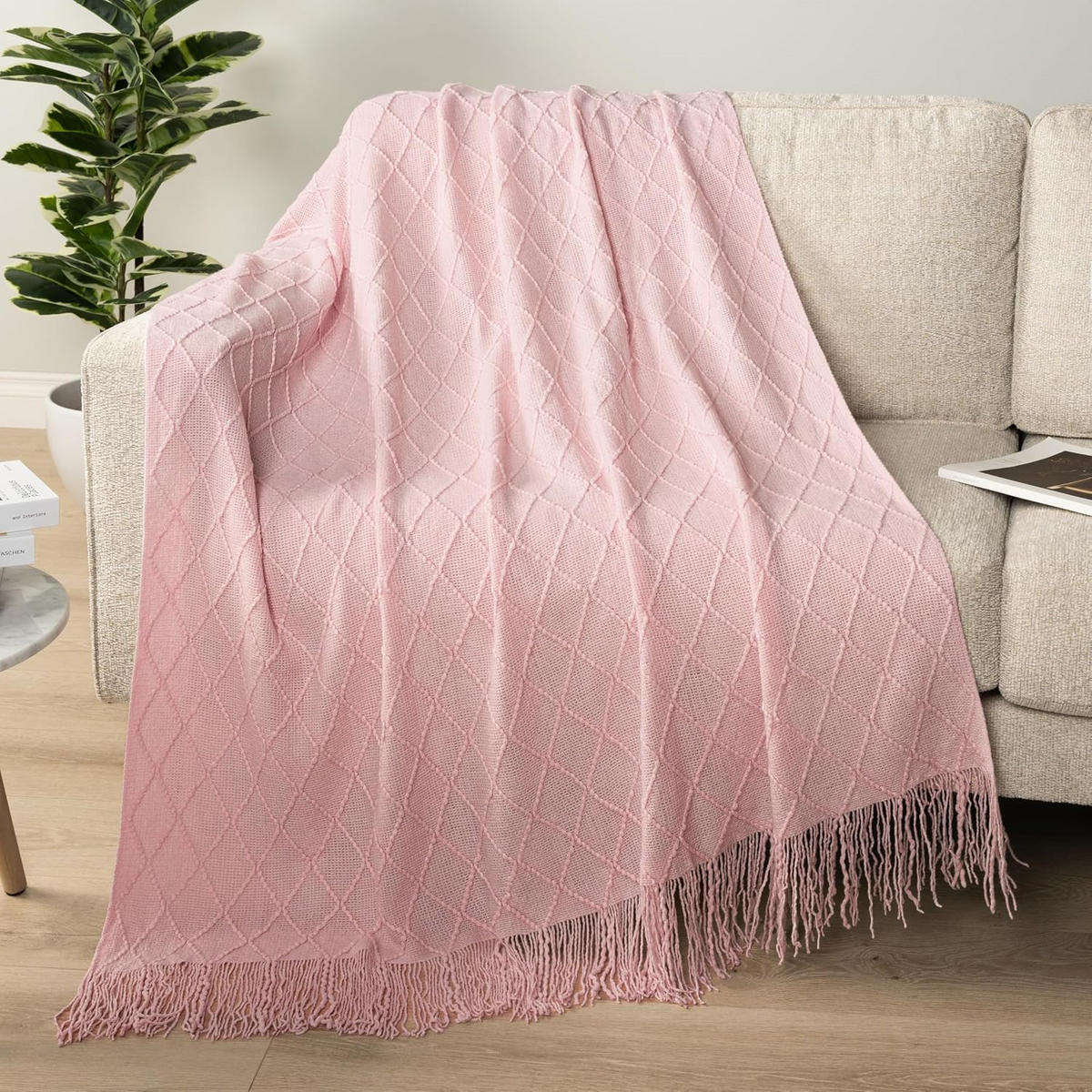 STRICKDECKE - 127 × 180 cm - Pink - Pink, Textil (127/180cm)