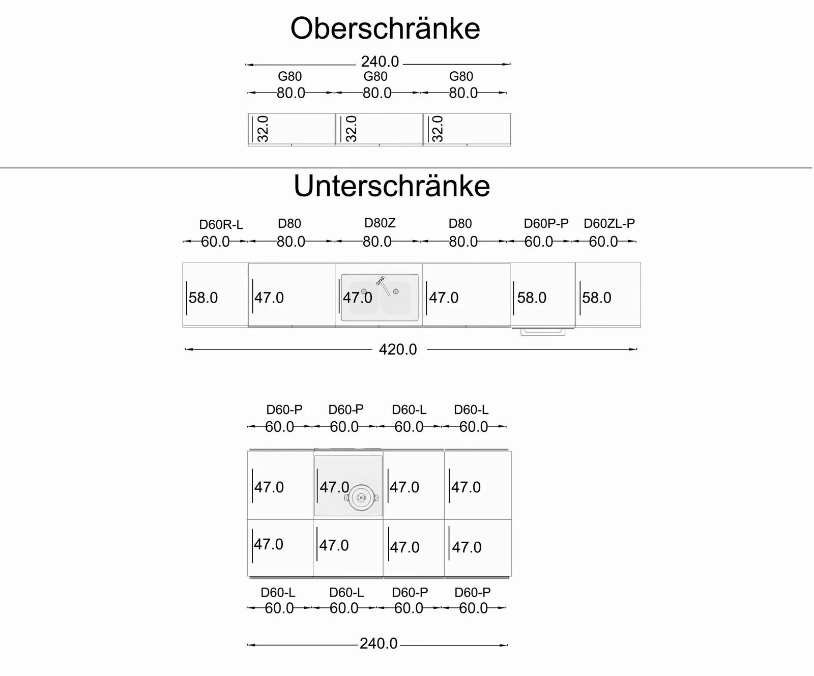 INSELKÜCHE 420 cm Glanzia – KU-S13 – Weiß – Hochglanz - Weiß Hochglanz, Holzwerkstoff (420/212/60cm) - hi-markt