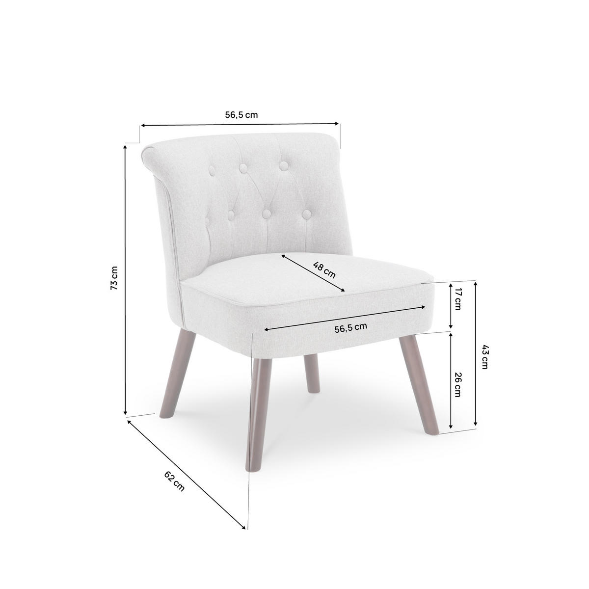 SESSEL 2er-Set Jacques gepolstert mit hellgrauem Stoff - Dunkelbraun/Hellgrau, Holz/Textil (56.5/73/62cm) - Sicaan