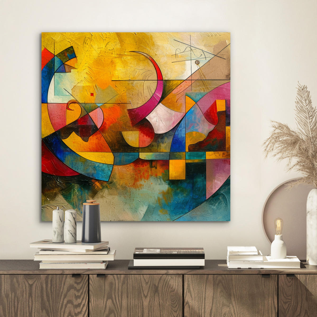 KOVOVÝ OBRAZ Umenie - abstraktné - moderné 50x50 cm - žltá, kov (50/50cm) - MuchoWow