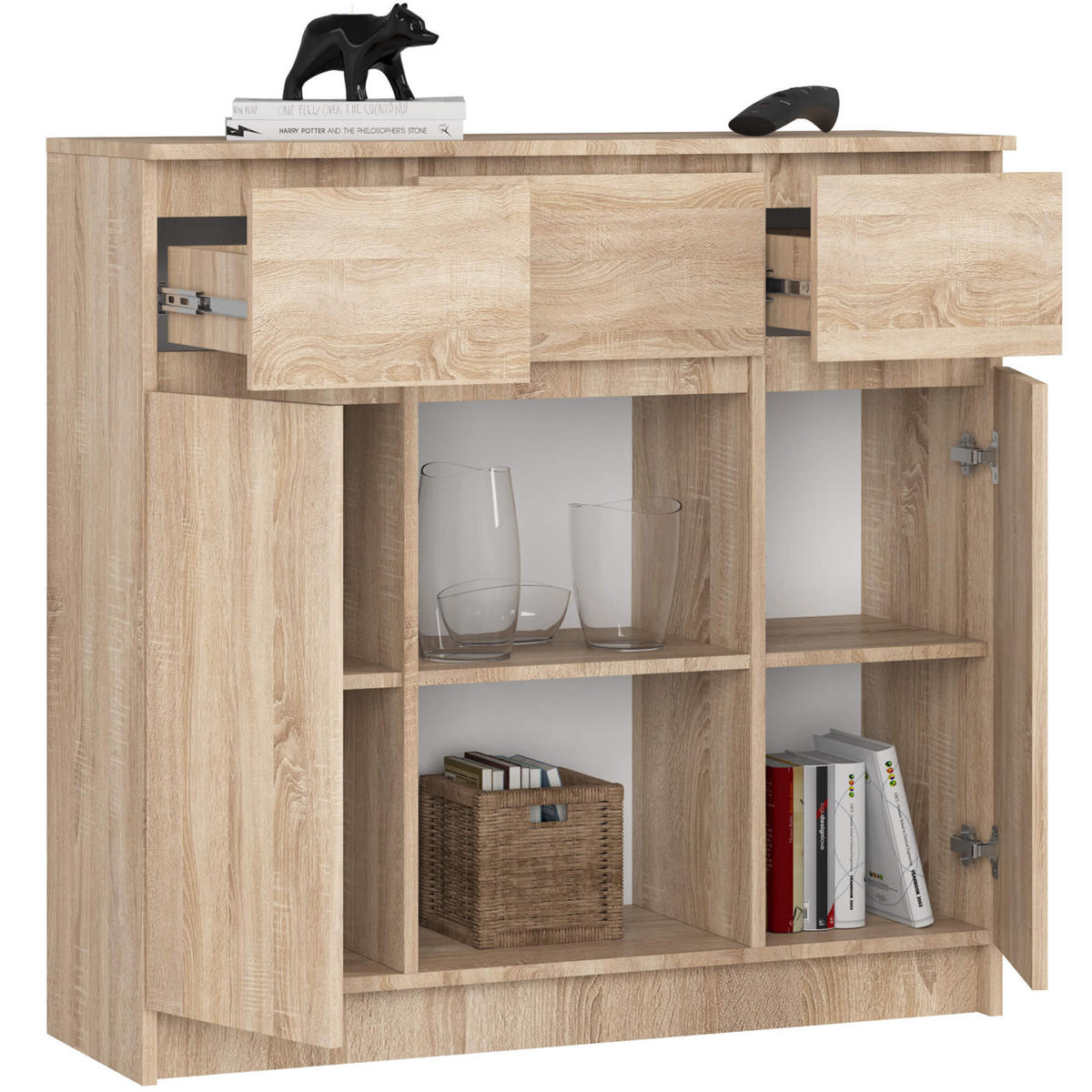 KOMMODE Sonoma Eiche 35x101x98 cm - Sonoma Eiche, Holzwerkstoff (101/98/35cm) - Akord