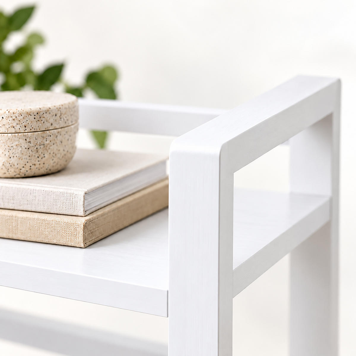 TISCHREGAL Weiß Bambus verstellbare Buchstütze 66 cm - Weiß, Holz/Textil (19.5/66/39cm) - Relaxdays