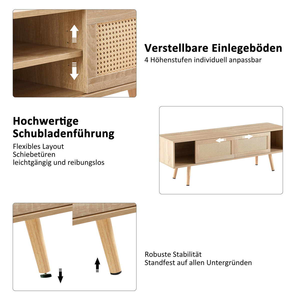 TV-SCHRANK Naturholzoptik mit Schiebetüren - Naturfarben, Holz (140/46.5/40cm) - Kaket
