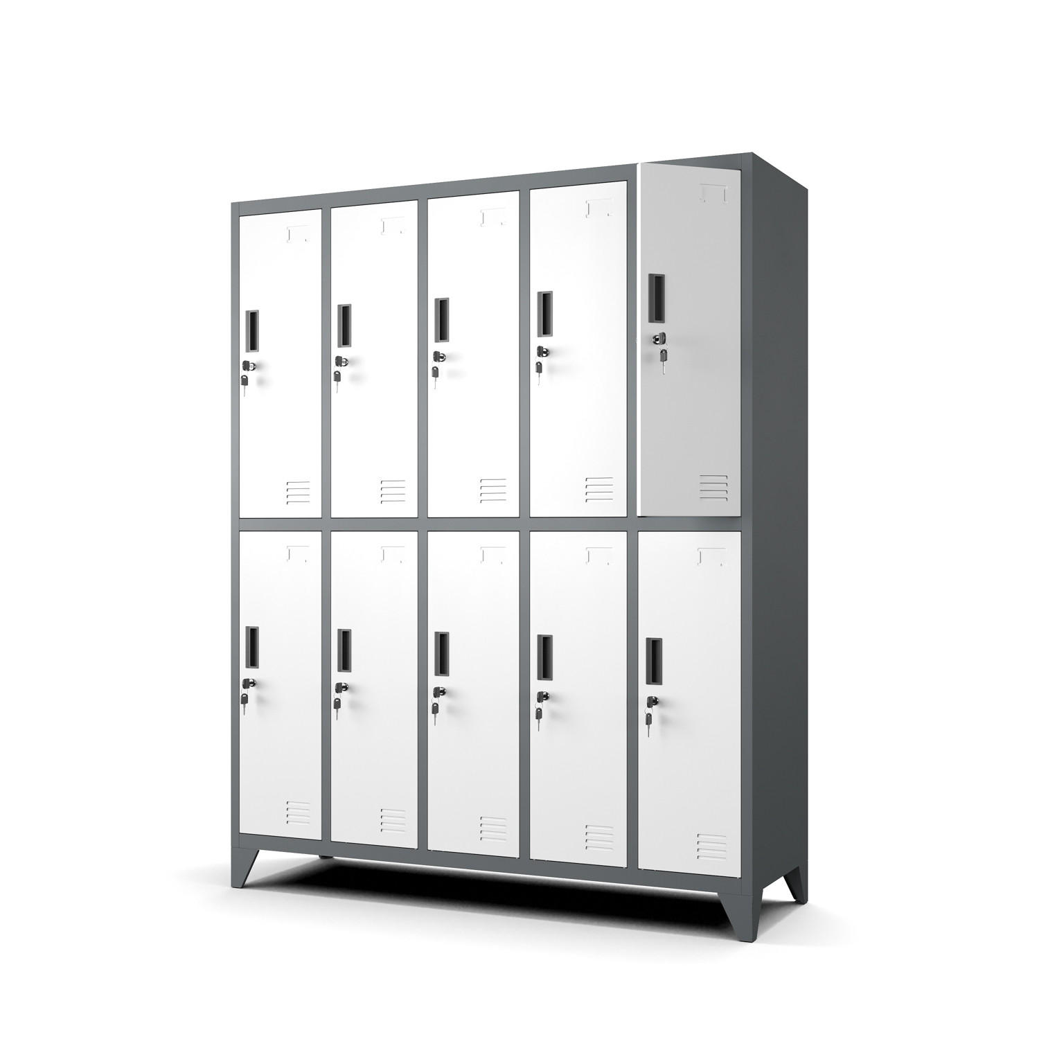 MEHRZWECKSCHRANK mit 10 Fächer Stahl Weiß Anthrazit 136x172x45cm - Anthrazit/Weiß, Metall (136/172/45cm) - Muralo