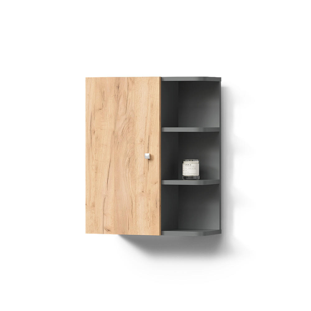 BADSCHRANK Fucino Anthrazit/Goldkraft Eiche 47.2 x 59.2 cm - Honigeiche/Anthrazit, Holzwerkstoff (47.2/59.2/20.8cm) - Livinity®