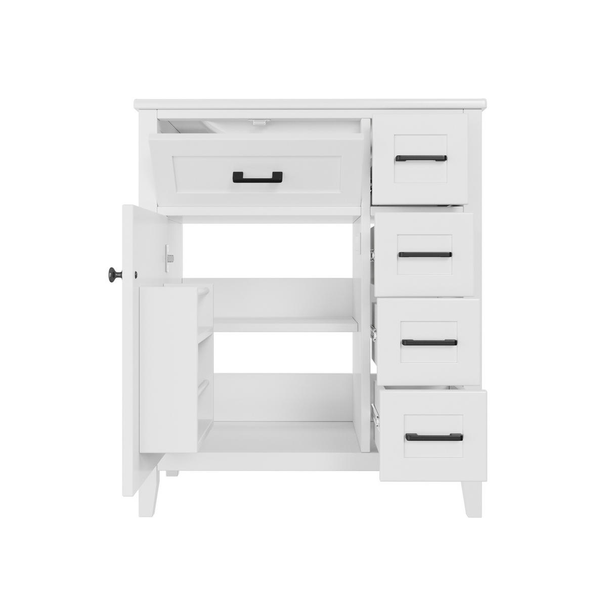 WASCHTISCHUNTERSCHRANK 76/46/90 cm weiß aus Keramik und MDF mit Stauraum - Weiß, Keramik (76/90/46cm) - OKWISH