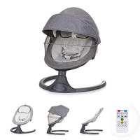 BABYWIPPE Brida grau Moskitonetz, Fernbedienung, 5 Schaukelgeschwindigkeiten, Timer, Kissen - Beige, Metall - Chipolino